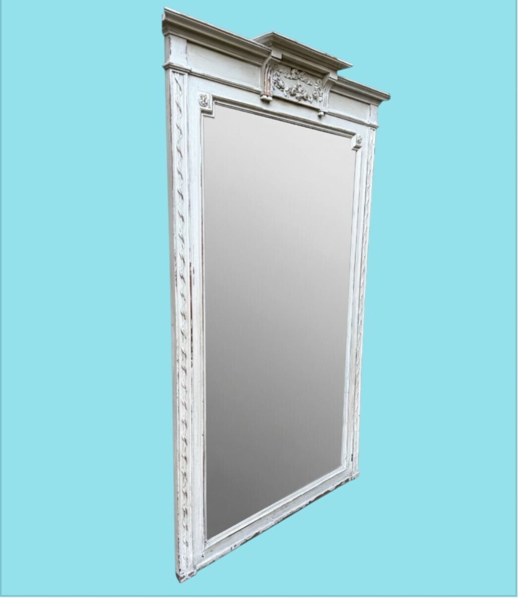 Home Decor A Large French Full Length 1880s Painted Over Mantle Mirror With Original Shaped Bevel photo