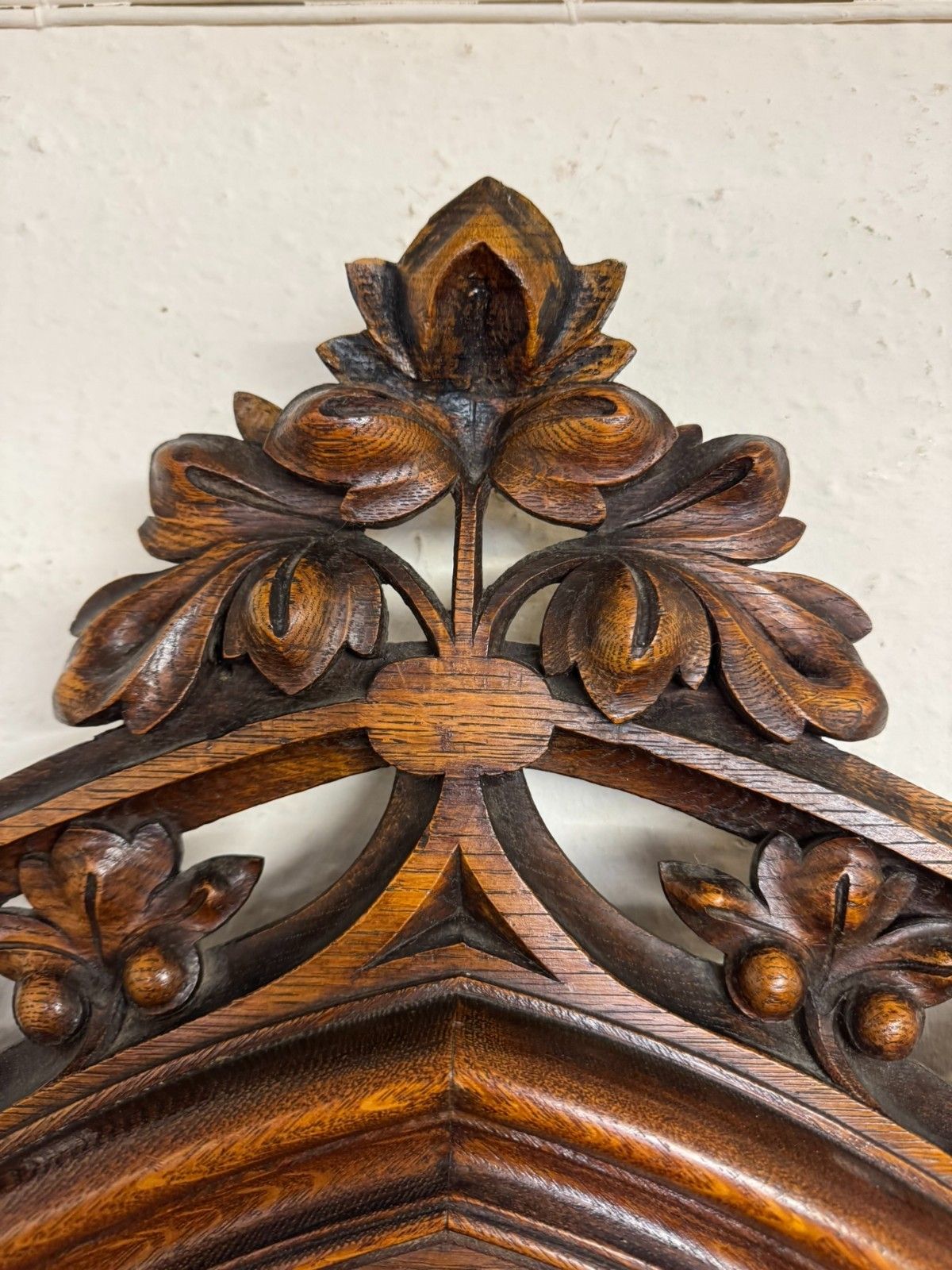 2250.0 English Country House Antique Gothic Revival Carved Oak Hallstand Circa 1885 photo