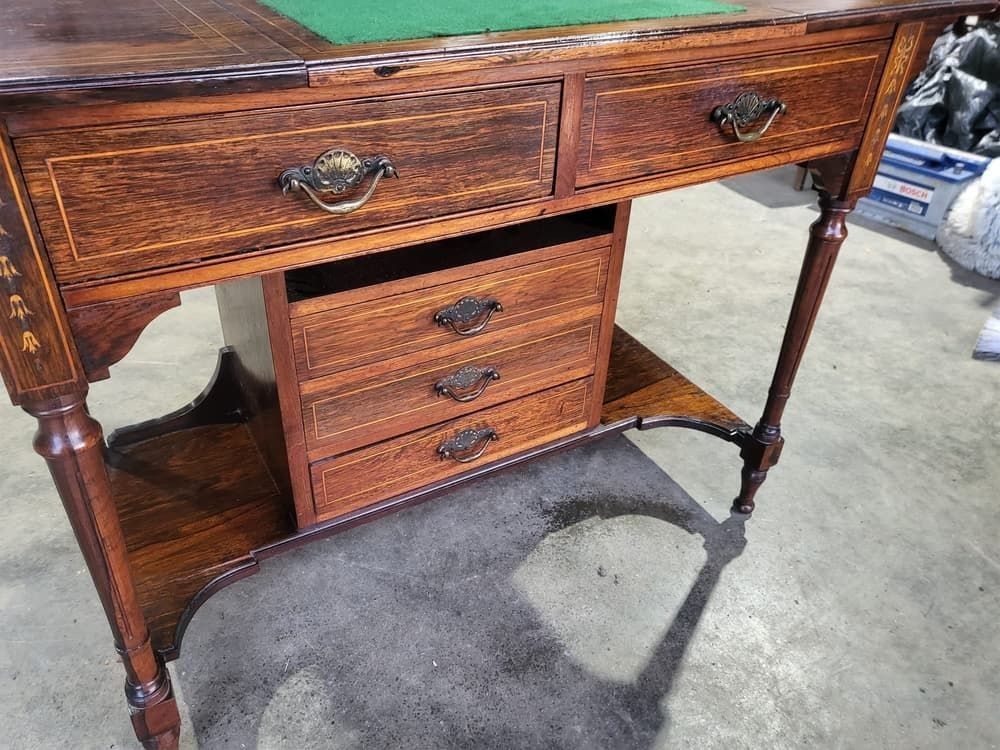 photo buy Antique Edwardian Inlaid Rosewood Small Writing Desk Table Drawers