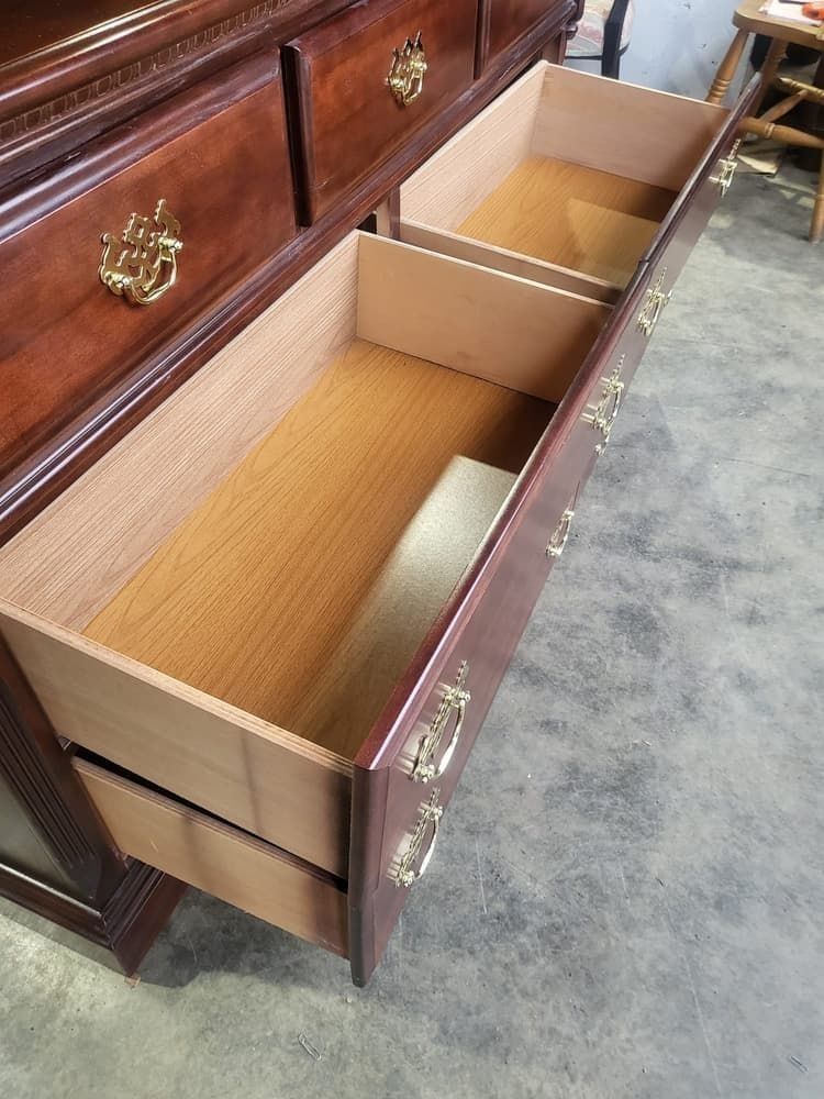 295.0 Antique Repro Low Long Chest Of Drawers 3 Over 4 photo