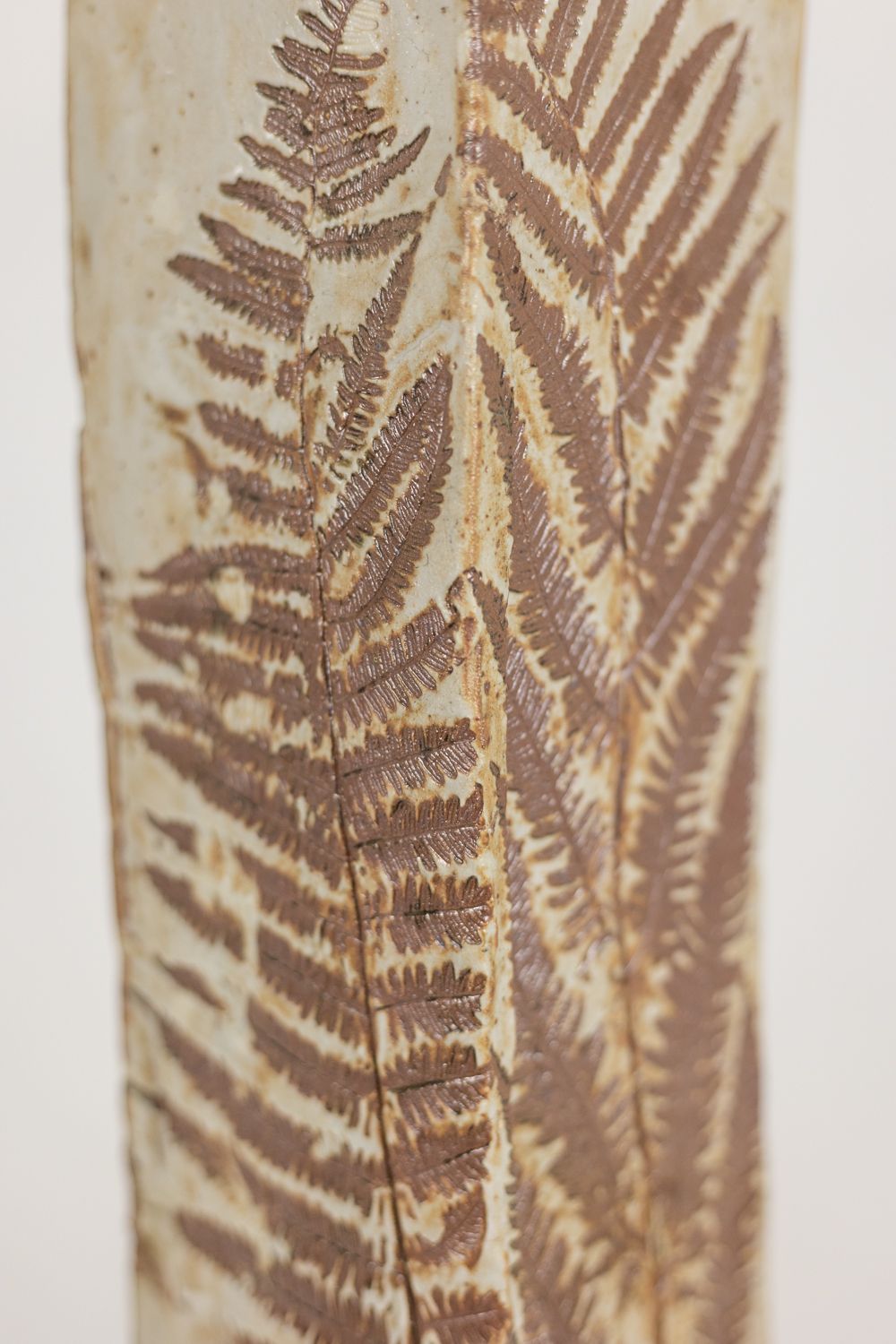 Brutalist Style Stoneware Vase With Plant Decoration. 1970s. photo 900.0