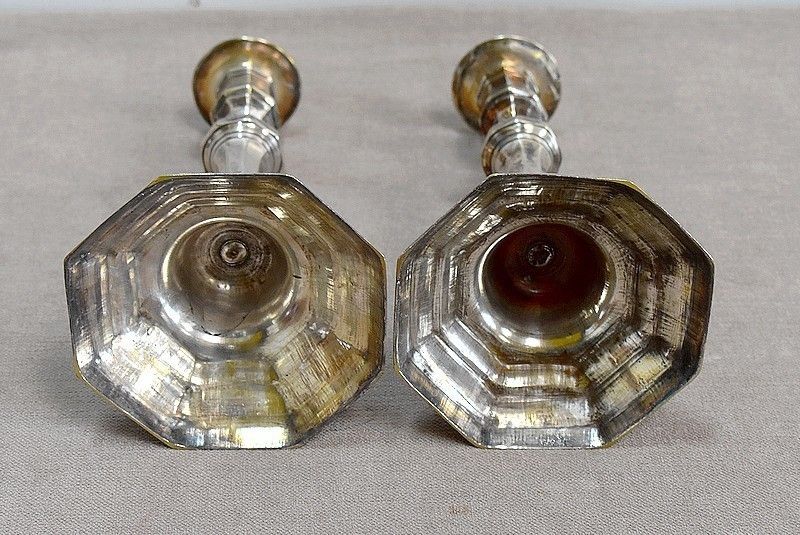 Pair Of Octagonal Candlesticks, 19th photo vinterior