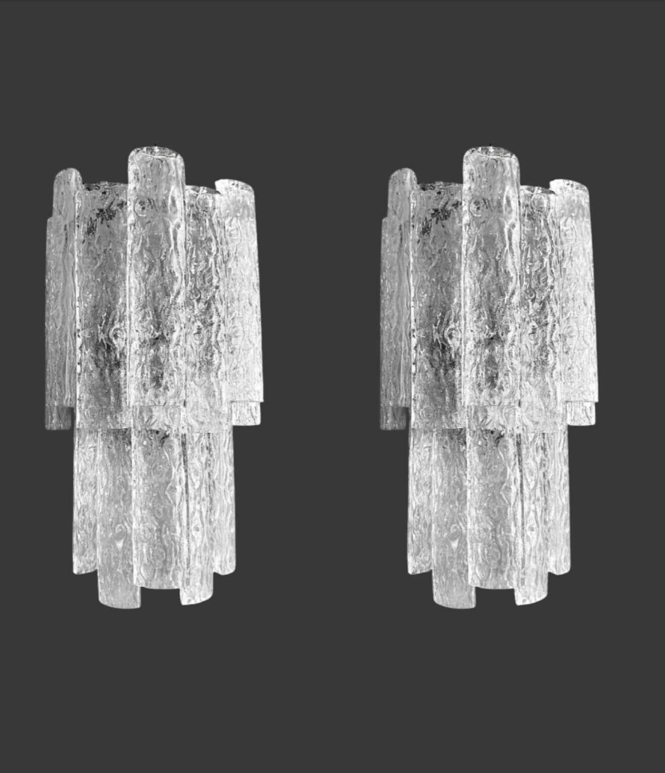A Pair Of Large 1960s Murano Glass "Tronchi" Wall Socnces By Tony Zuccheri For Venini photo buy