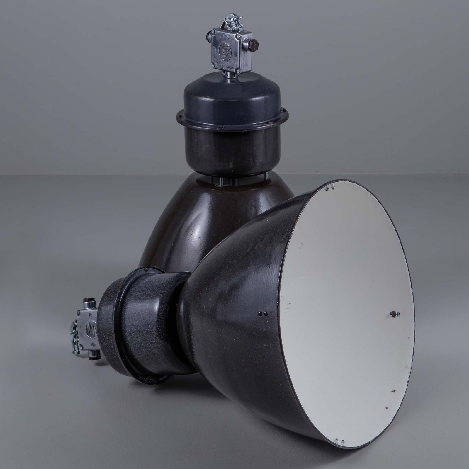 Large Industrial Black Enamel Pendant By Elektrosvit, Czechoslovakia, 1960s photo Lighting