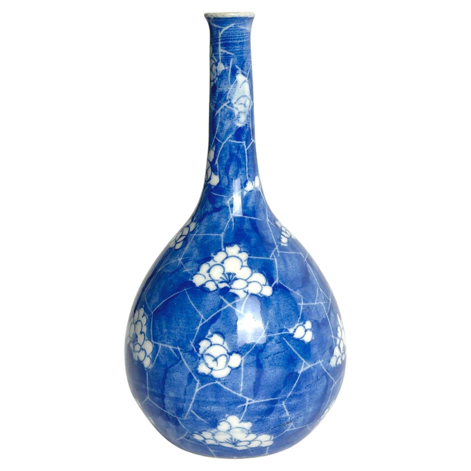 Small Chinese Blue And White Porcelain Prunus Solifleur Vase, Qing Style