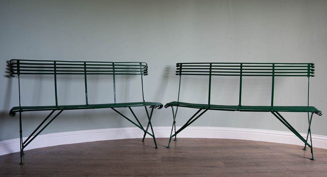 A Pair Of Antique Arras Garden Benches