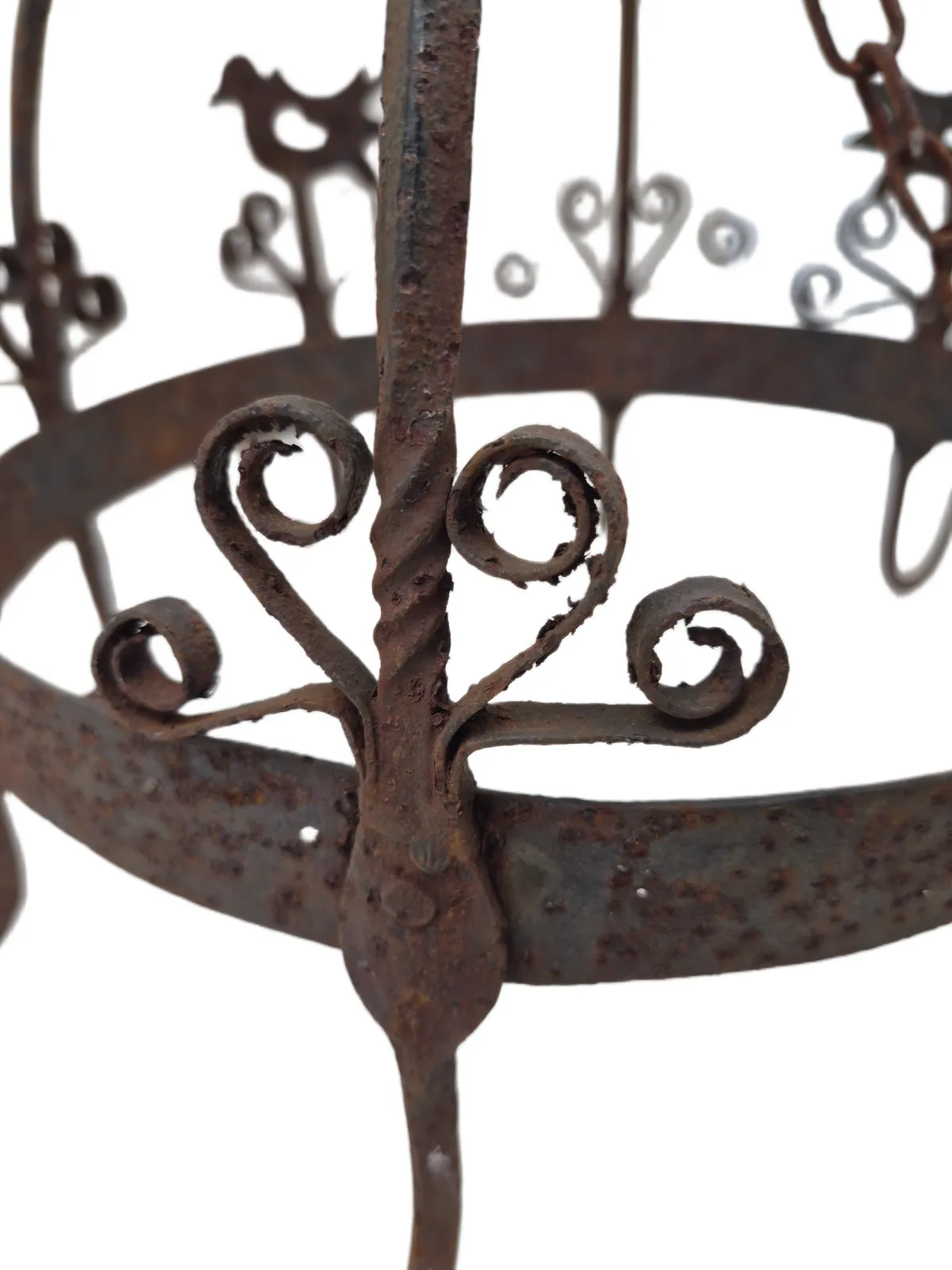 photo buy Antique French Heavy Wrought Iron Crown Pan Hanger Or Game Hanger With 8 Hooks
