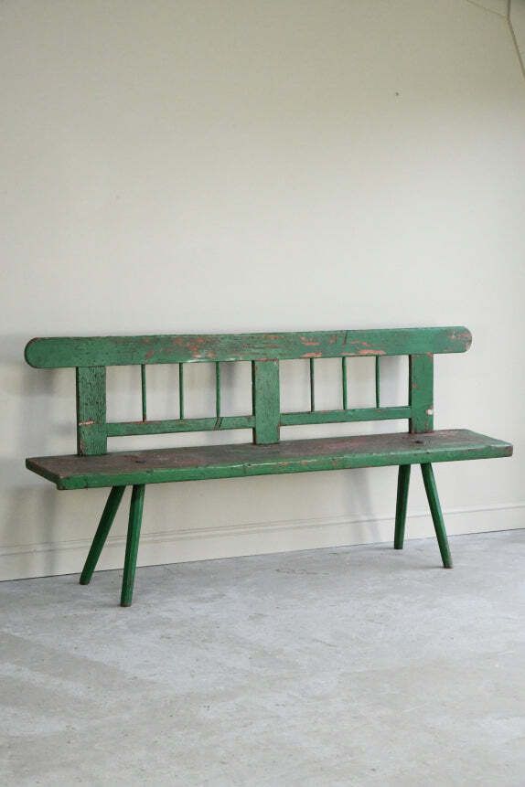 Green Painted European Bench, 1800s