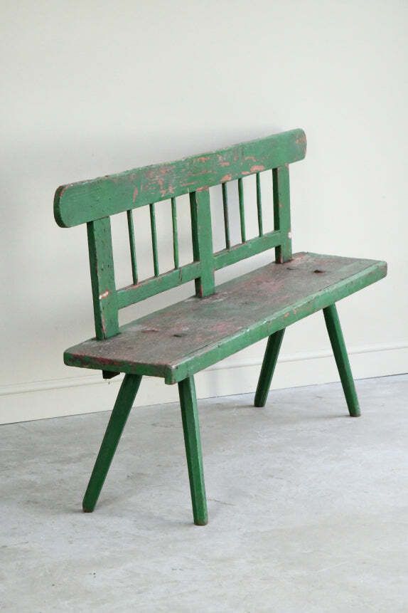 Green Painted European Bench, 1800s photo for sale