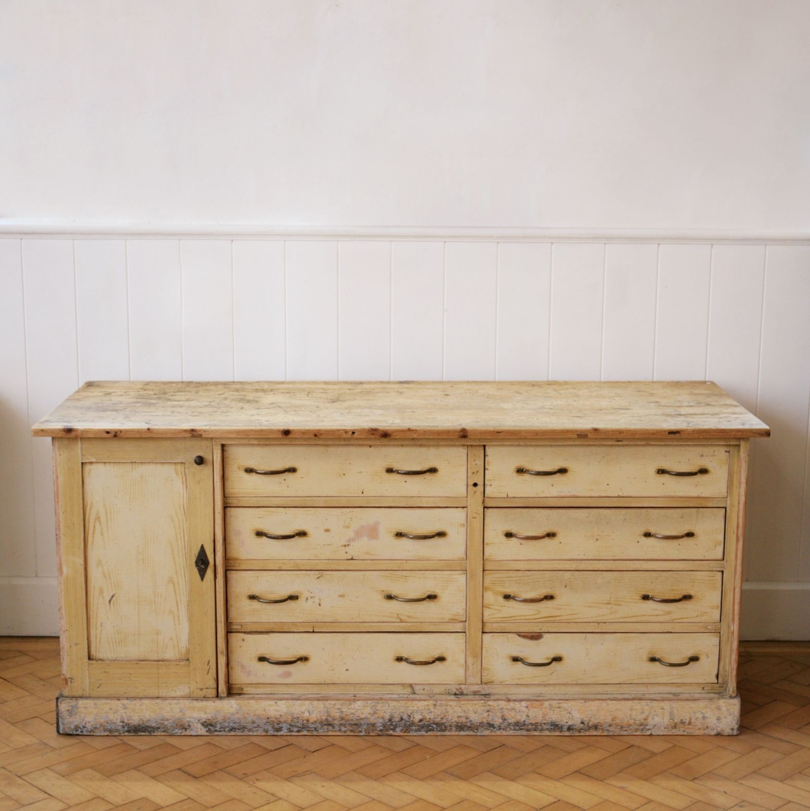 Large English Painted Pine Shop Counter