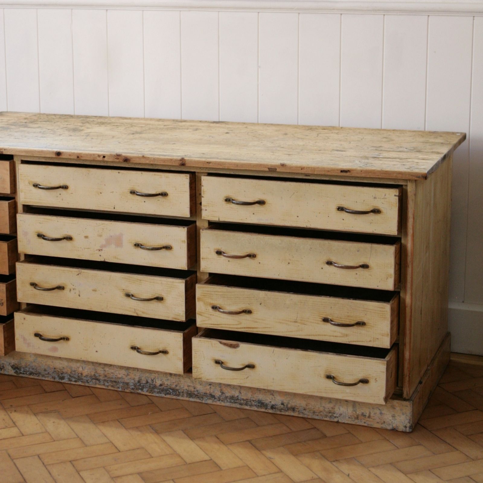 Furniture Large English Painted Pine Shop Counter photo