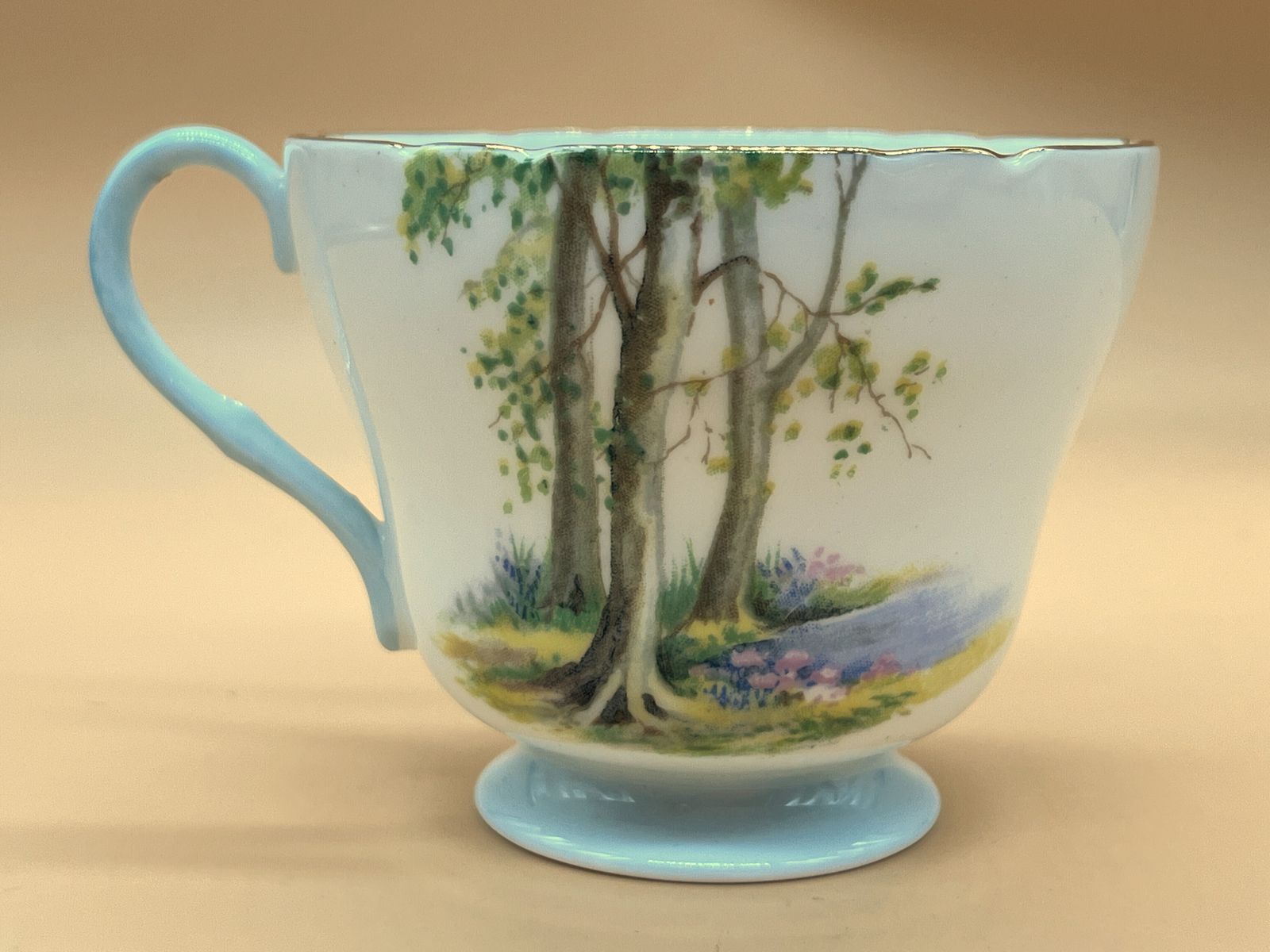 photo for sale Vintage Shelley China Woodland Design Richmond Shape Tea Cup, Saucer And Side Plate Trio. 13348.