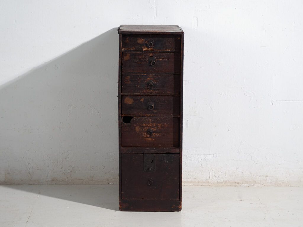 Antique Japanese Archive Cabinet – Meiji / Taishō Period (C.1880 1926) #74 photo vinterior