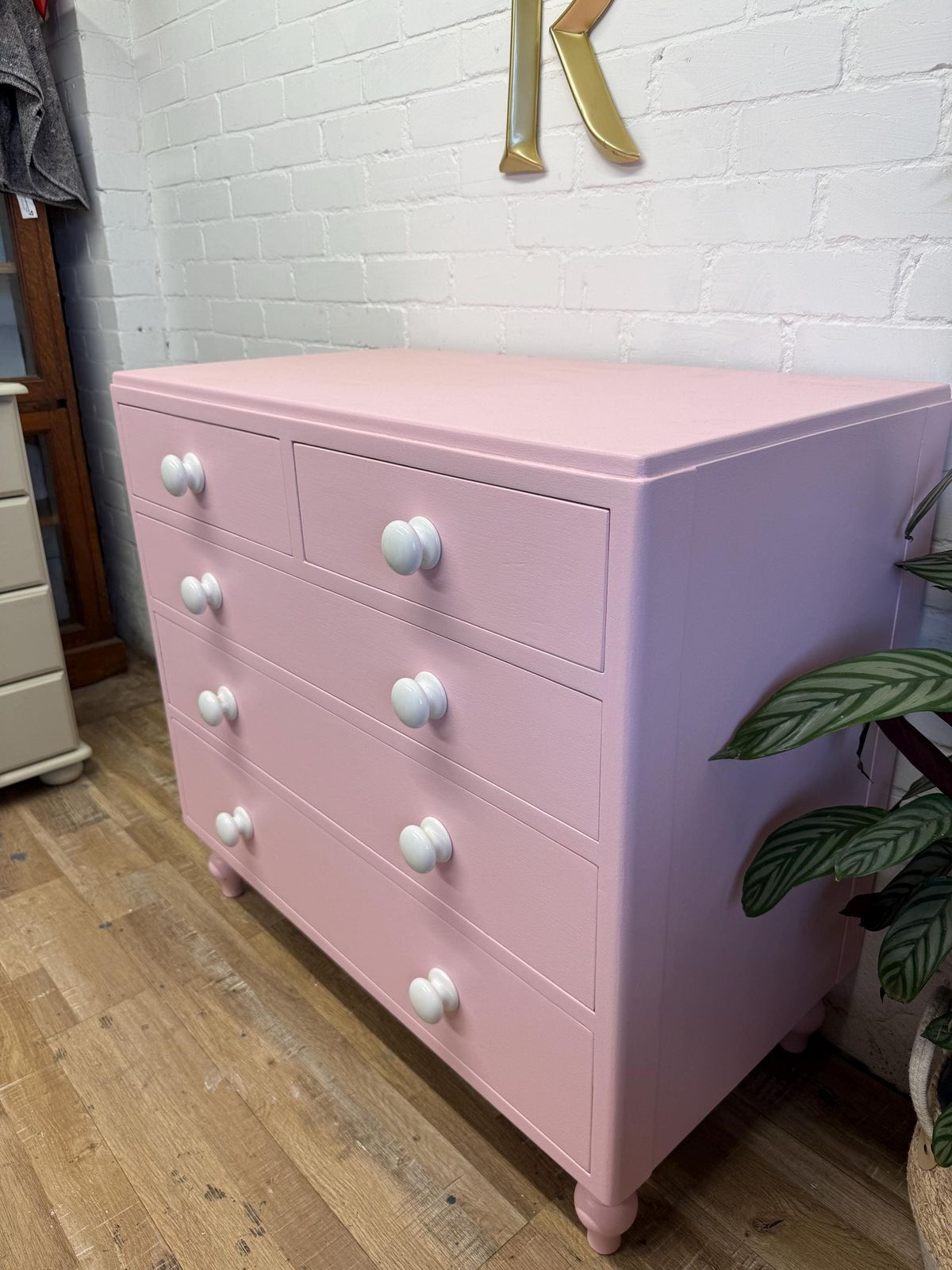 Blush Pink Chest Of Drawers | Professionally Refurbished photo Furniture