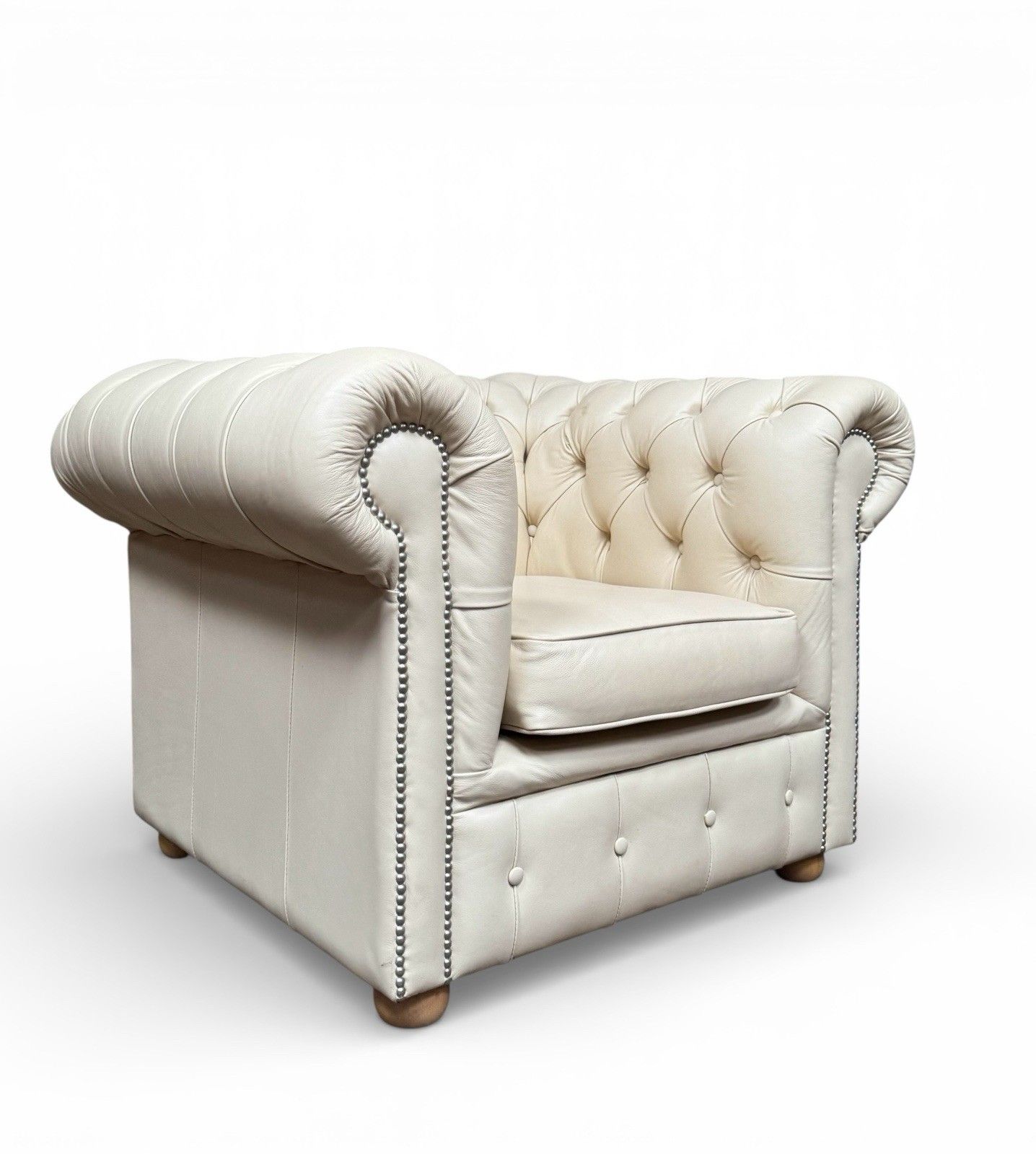 Chesterfield Leather Armchair Club Chair Cream Very Good Quality