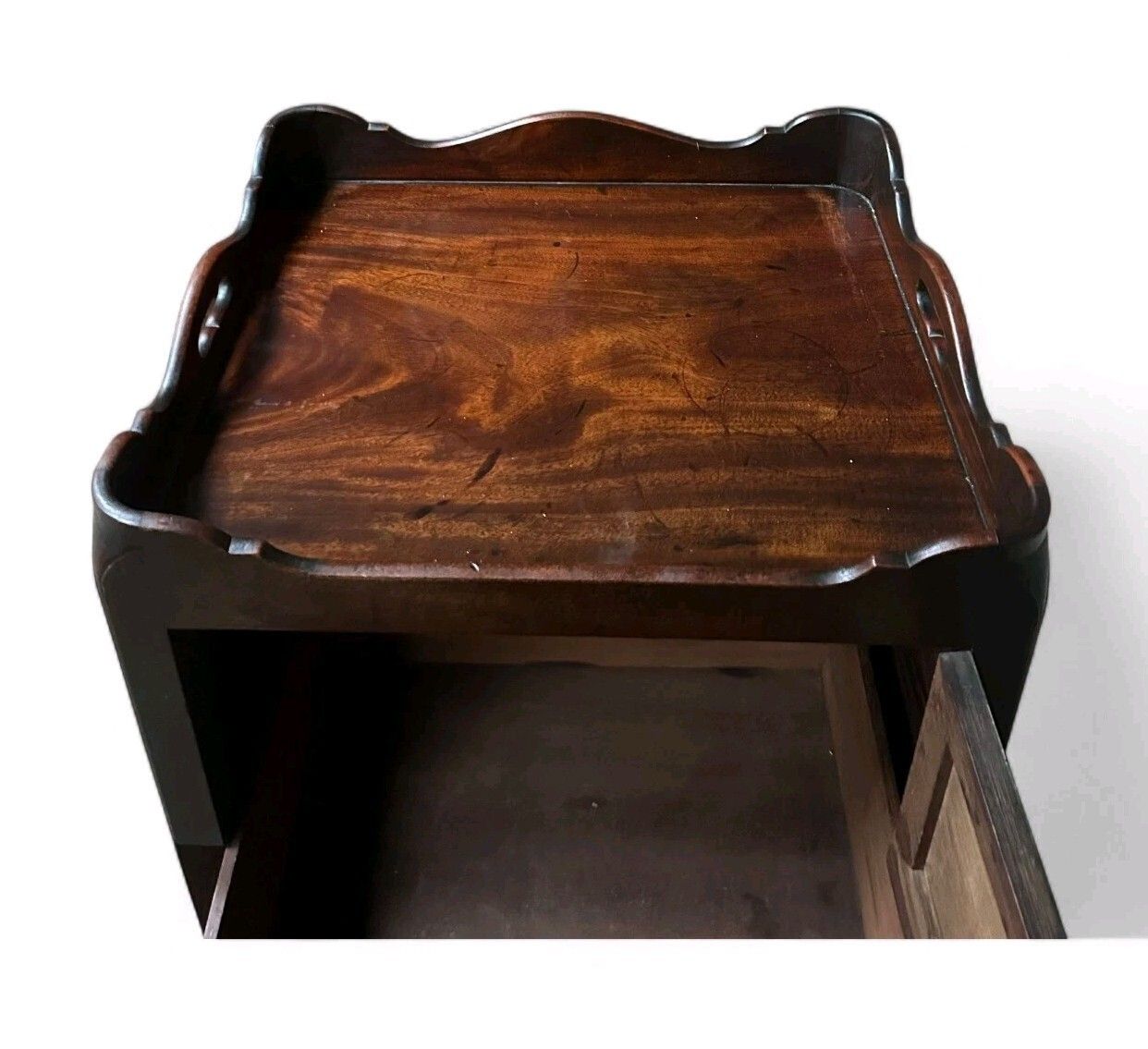 Antique  18th Century George III Period Mahogany Tray Top Bedside Cupboard photo vintage
