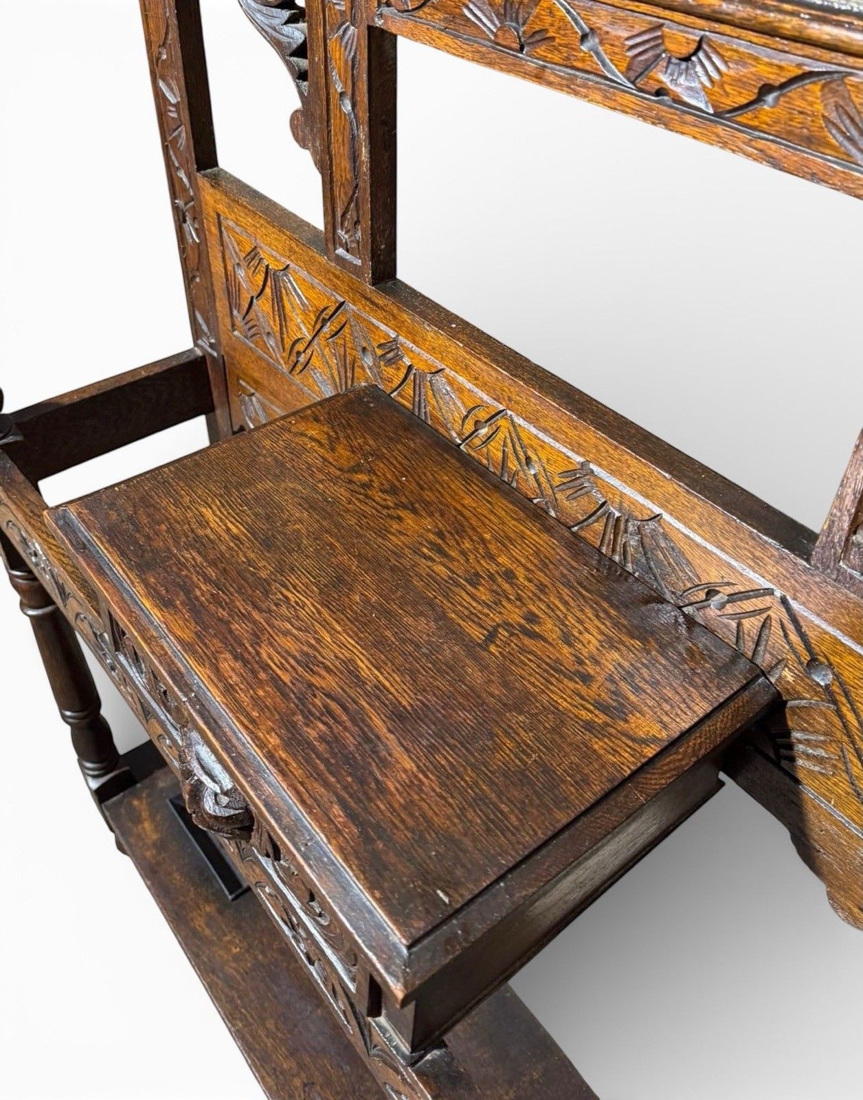 photo for sale Antique Green Man Carved Oak Hall Stand Coat Stand C1880s Superior Quality