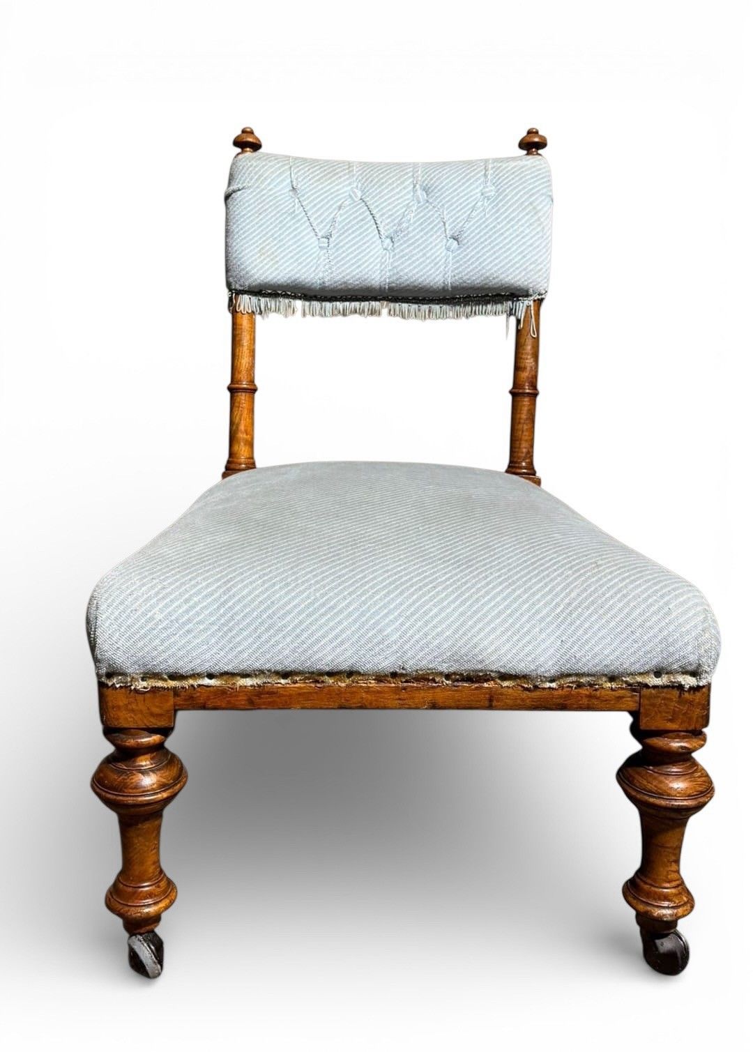 Furniture Antique Victorian Solid Walnut Nursing Chair C1890s photo