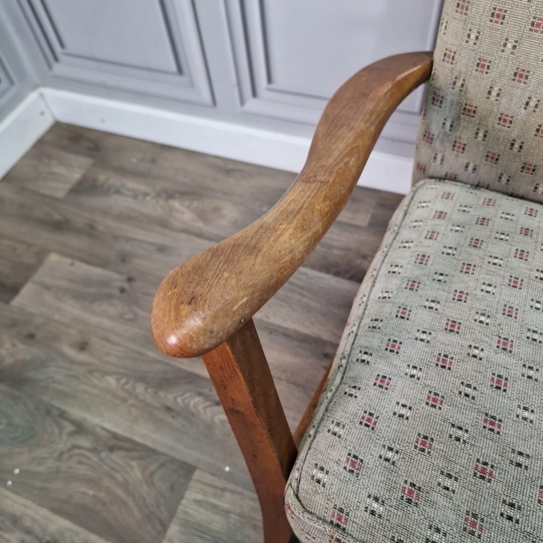 Retro Vintage Armchair Solid Wooden Easy Lounge Mid Century Art Deco Chair photo buy