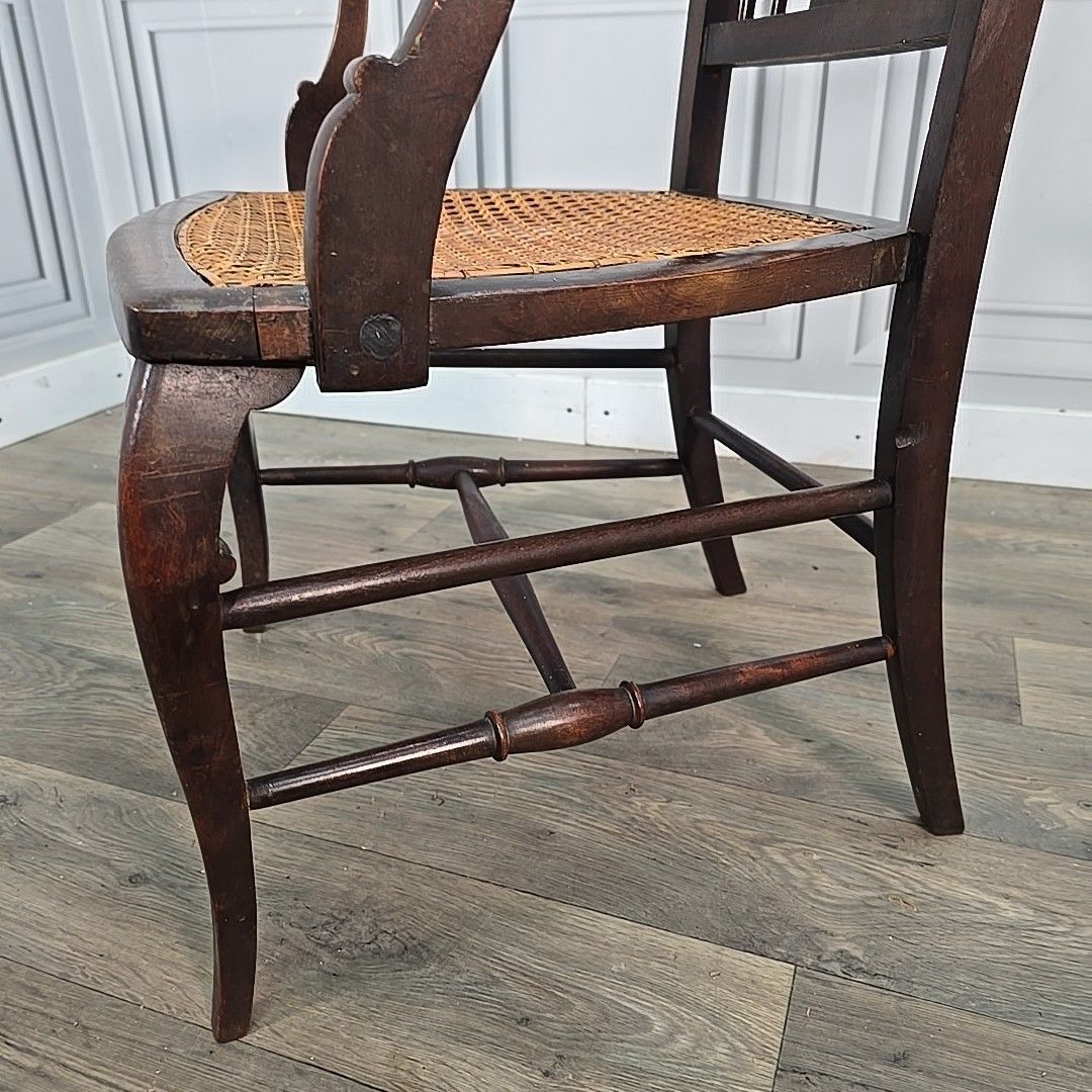 Furniture Antique Mahogany Elbow Chair Cane Seat Armchair – Georgian / Edwardian Style photo