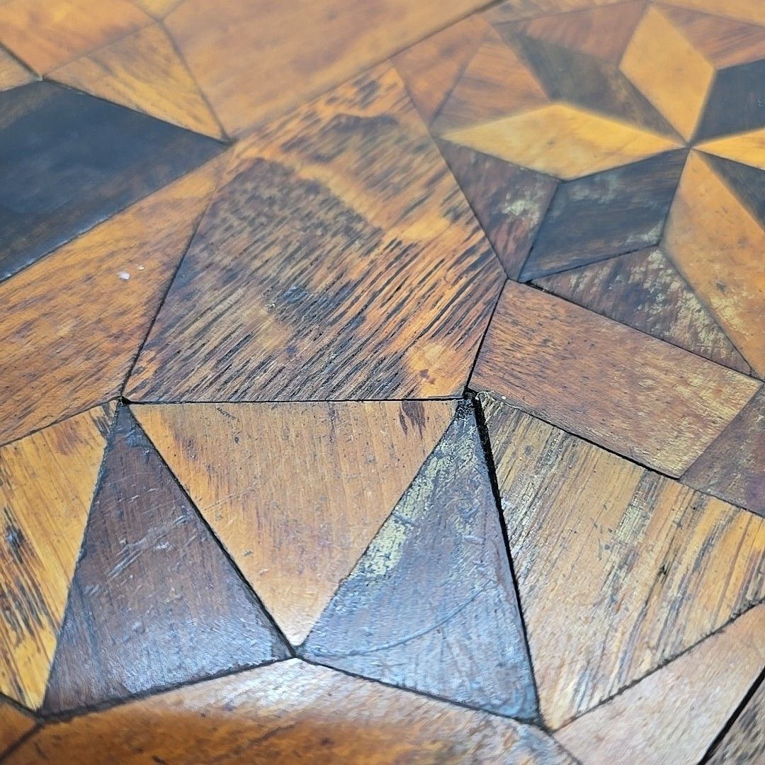 Antique Marquetry Side Table Continental Inlaid Oak – Turned Legs Victorian photo buy