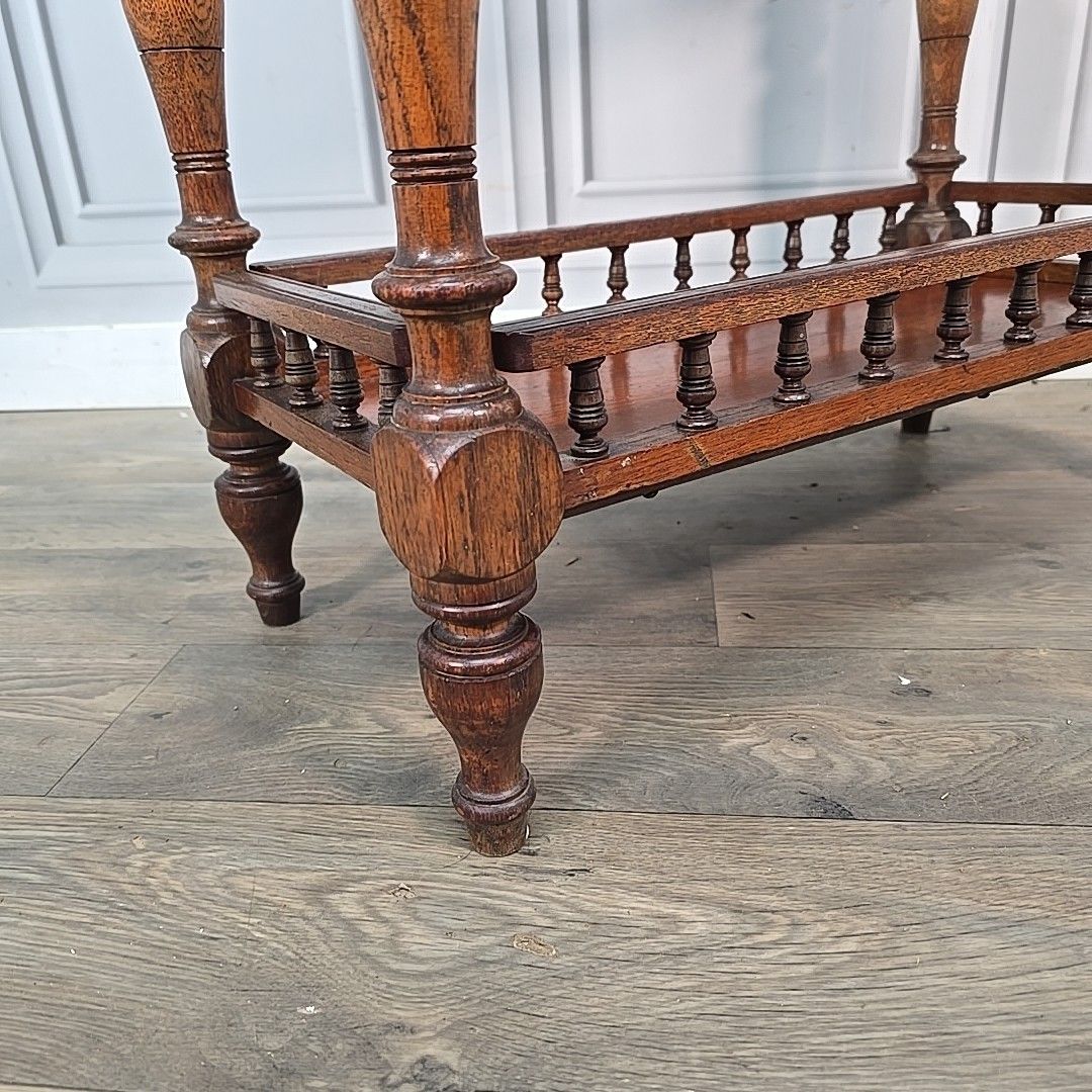 photo furniture Antique Marquetry Side Table Continental Inlaid Oak – Turned Legs Victorian