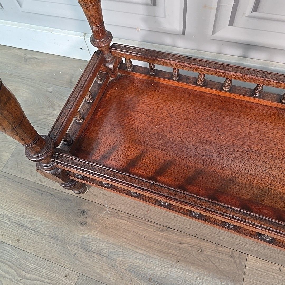 Furniture Antique Marquetry Side Table Continental Inlaid Oak – Turned Legs Victorian photo