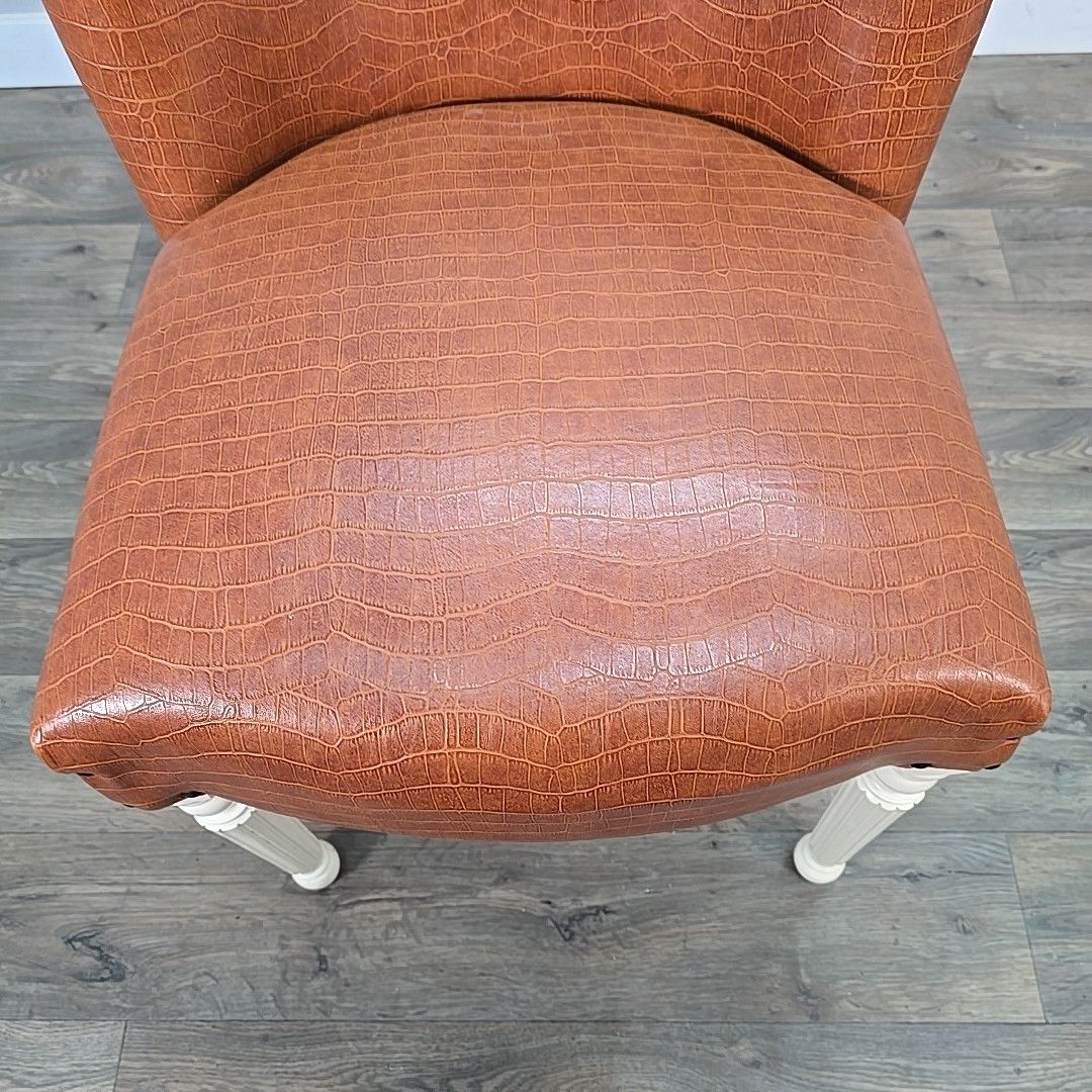 Retro Vintage Side Chair Faux Leather Upholstered – Croc Effect Vinyl Seat photo vintage