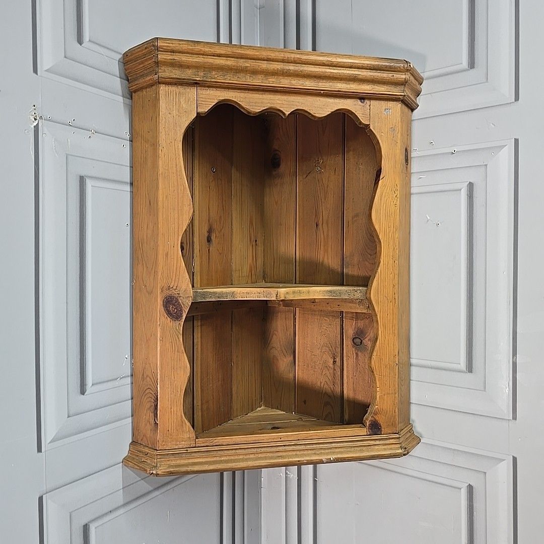 Retro Corner Wall Shelf Vintage Rustic Solid Pine – Country Kitchen Shelving photo furniture