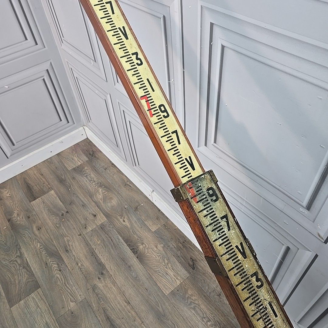 Antique Wood & Brass Surveyor’s Rod Measuring Staff – Halden & Co Of Manchester photo 90.0