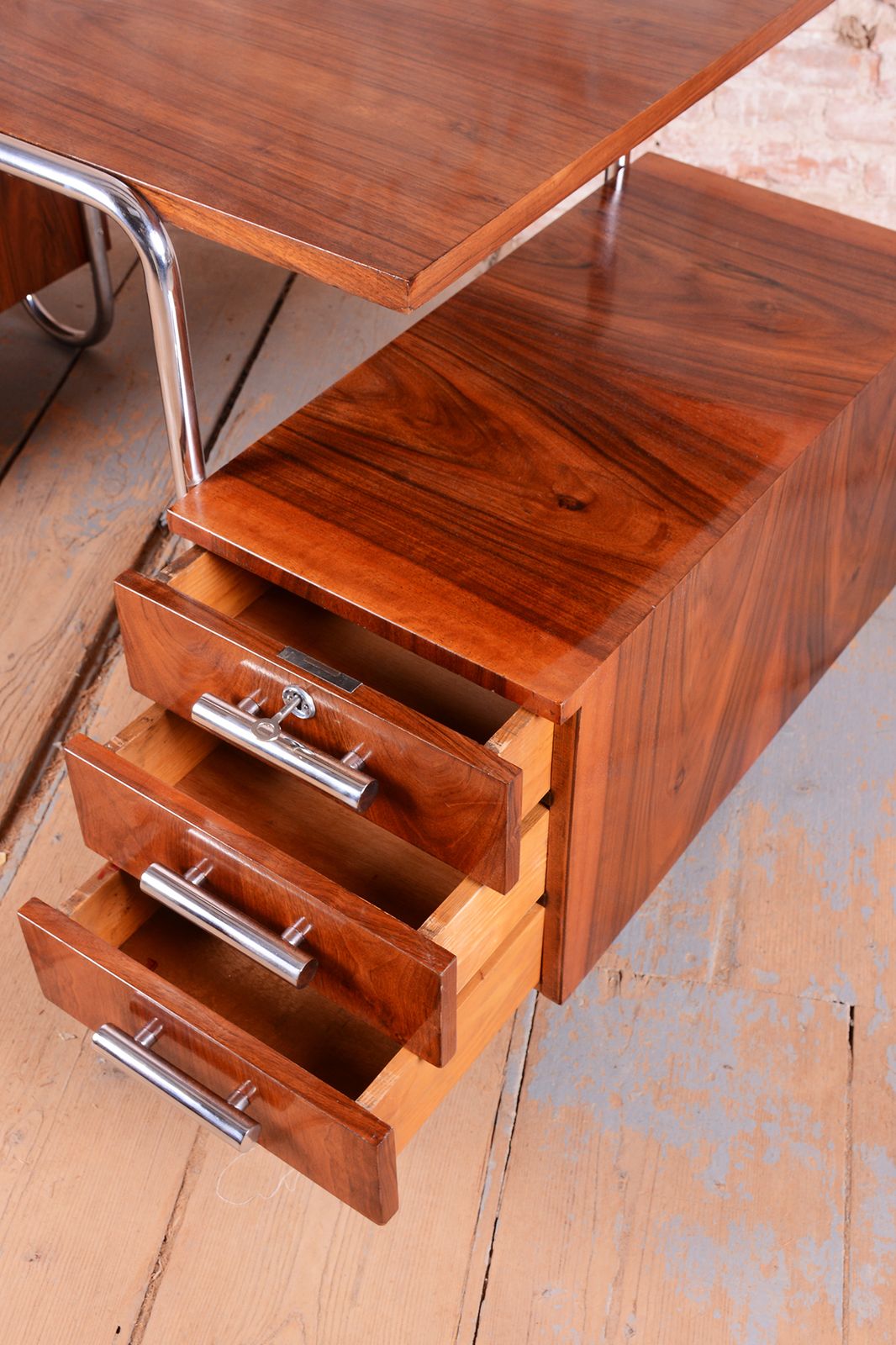 Restored Bauhaus Writing Desk, By A. Lurcat For Kovona, Walnut, Czech, 1920s photo vinterior