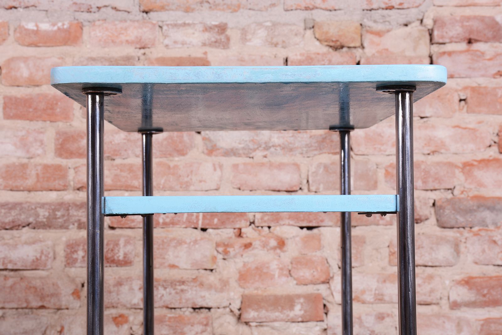 Restored Bauhaus Side Table, By Mücke Melder, Wood, Chrome, Czech, 1930s photo vinterior