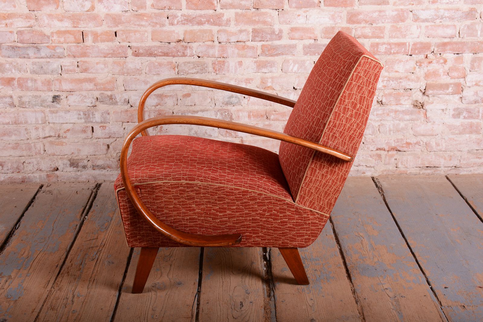 Original Art Deco Armchair, By J. Halabala For Up Zavody, Beech, Czech, 1920 photo for sale