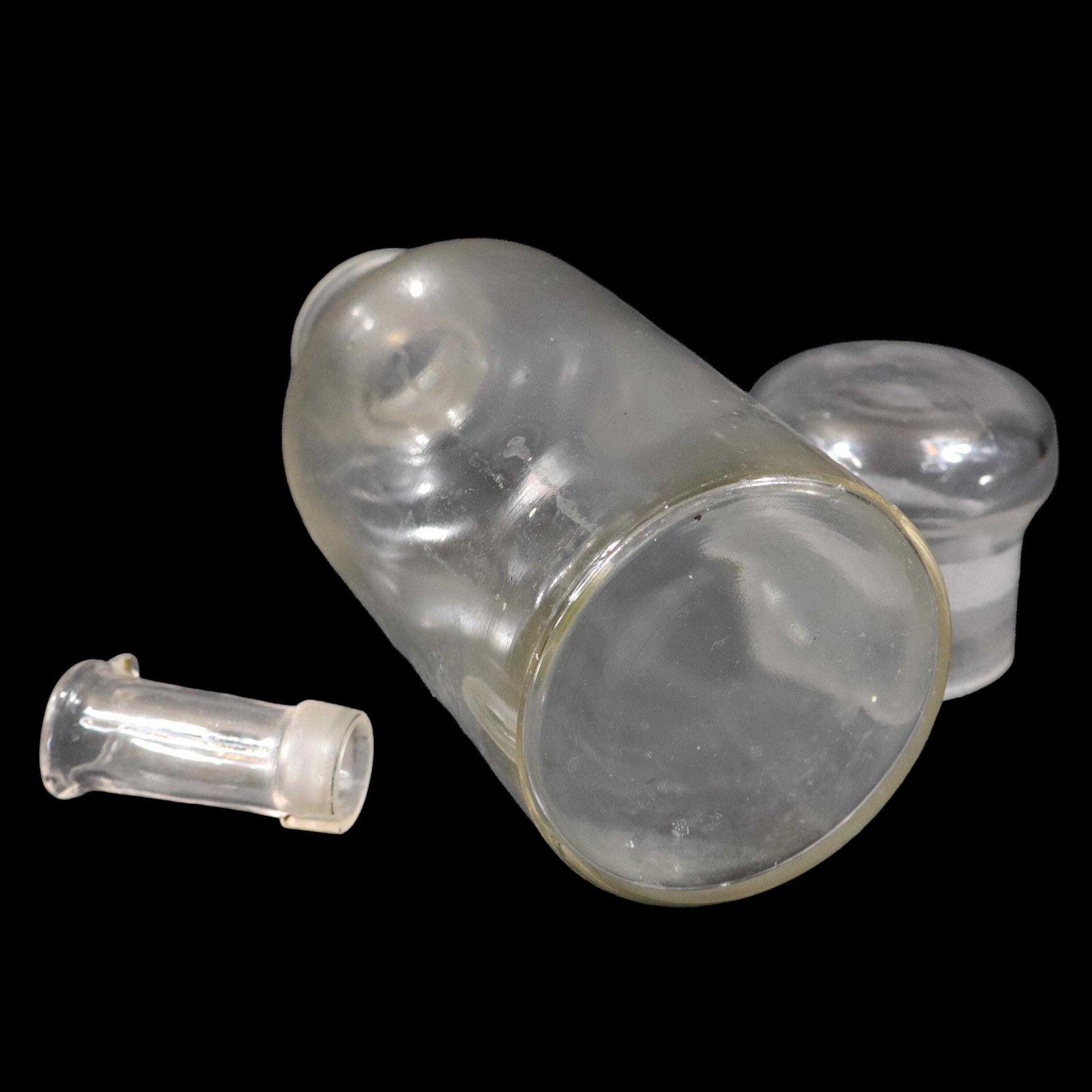 photo buy Antique French Laboratory Oil Bottle With Large Domed Glass Stopper, 1900s Medical Curiosity