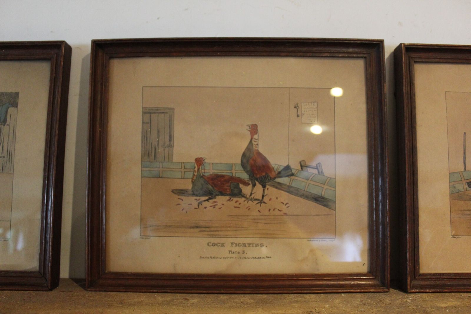 Rare Victorian Cock Fighting Prints Complete Set Of 4 Alken D1841 photo Art