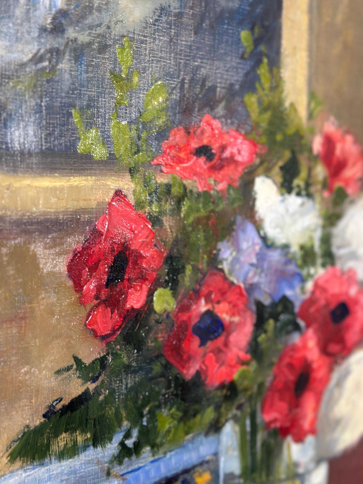 Original Early Century Swedish Oil On Canvas – "Tulips And Poppies" By Johan Jacobsson – Vintage & Framed 68 × 80 Cm (26.8" × 31.5") photo vintage