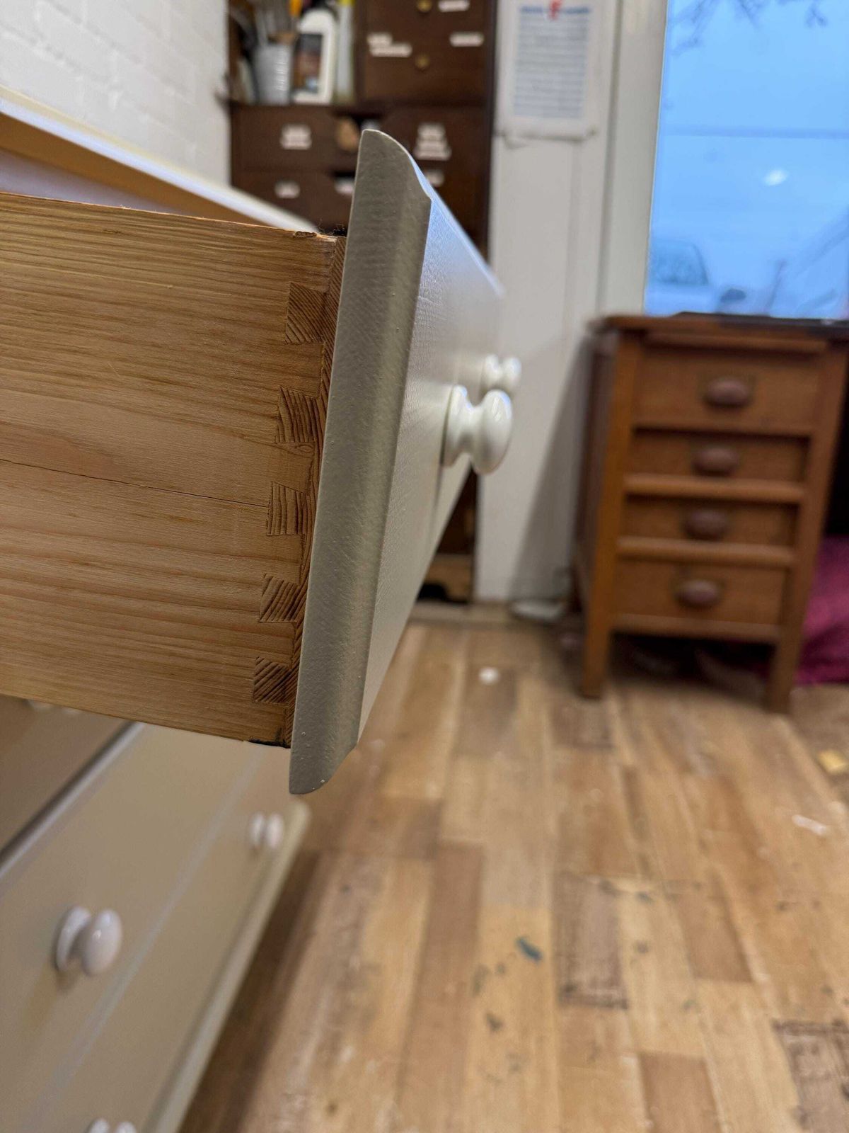 Soft Neutral Chest Of Drawers | Farrow & Ball Bone | Early 2000s photo vintage
