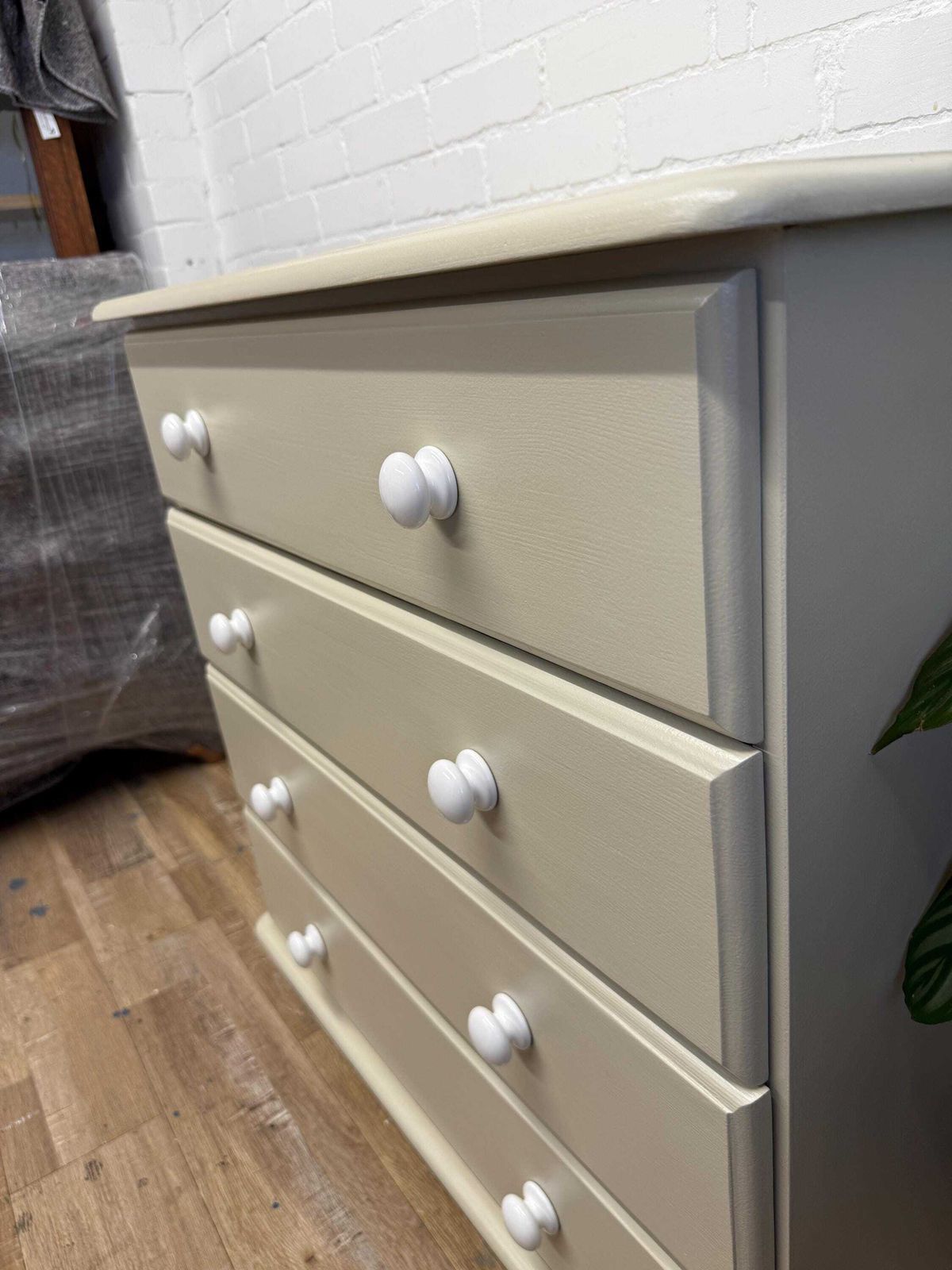 Furniture Soft Neutral Chest Of Drawers | Farrow & Ball Bone | Early 2000s photo