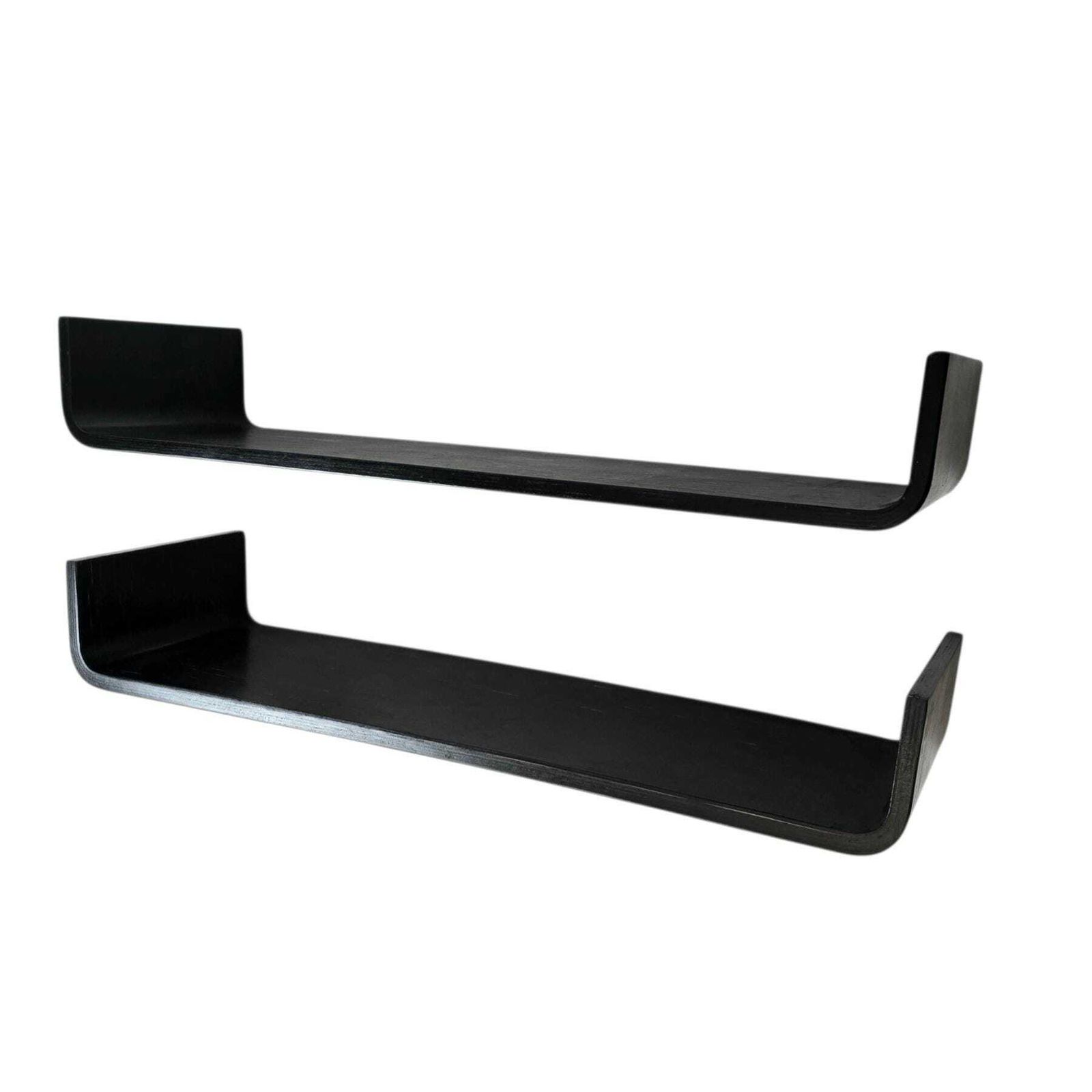 Vintage Postmodern Zwart Houten Gebogen Wandplank