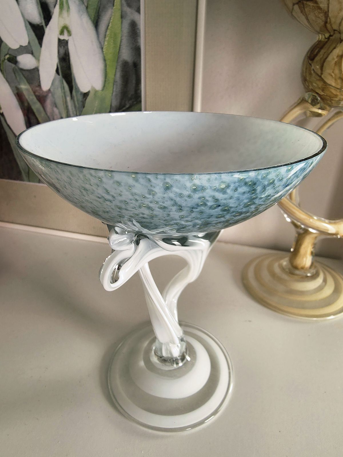 1970's Polish Glass Art 'Jellyfish' Bowl By Josefina Glassworks In Krosno photo furniture