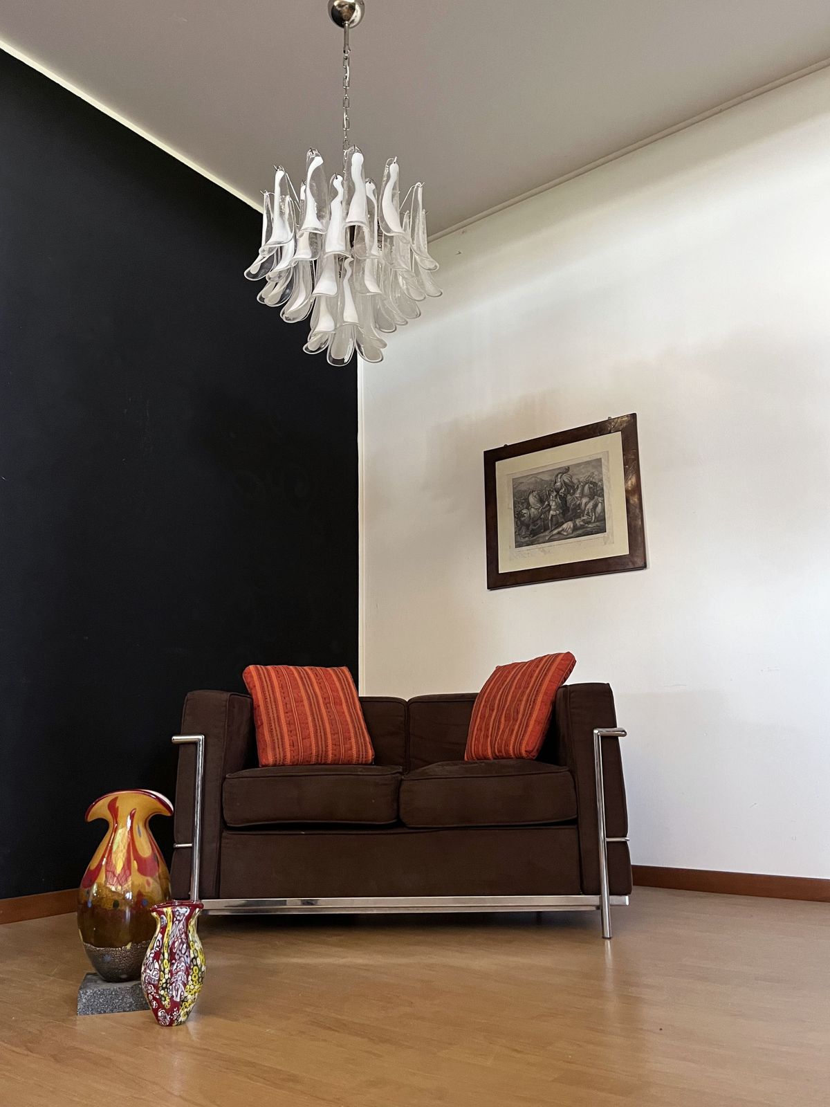 Italian Vintage Murano Chandelier   Mazzega   36 Lattimo Glass Petals photo furniture