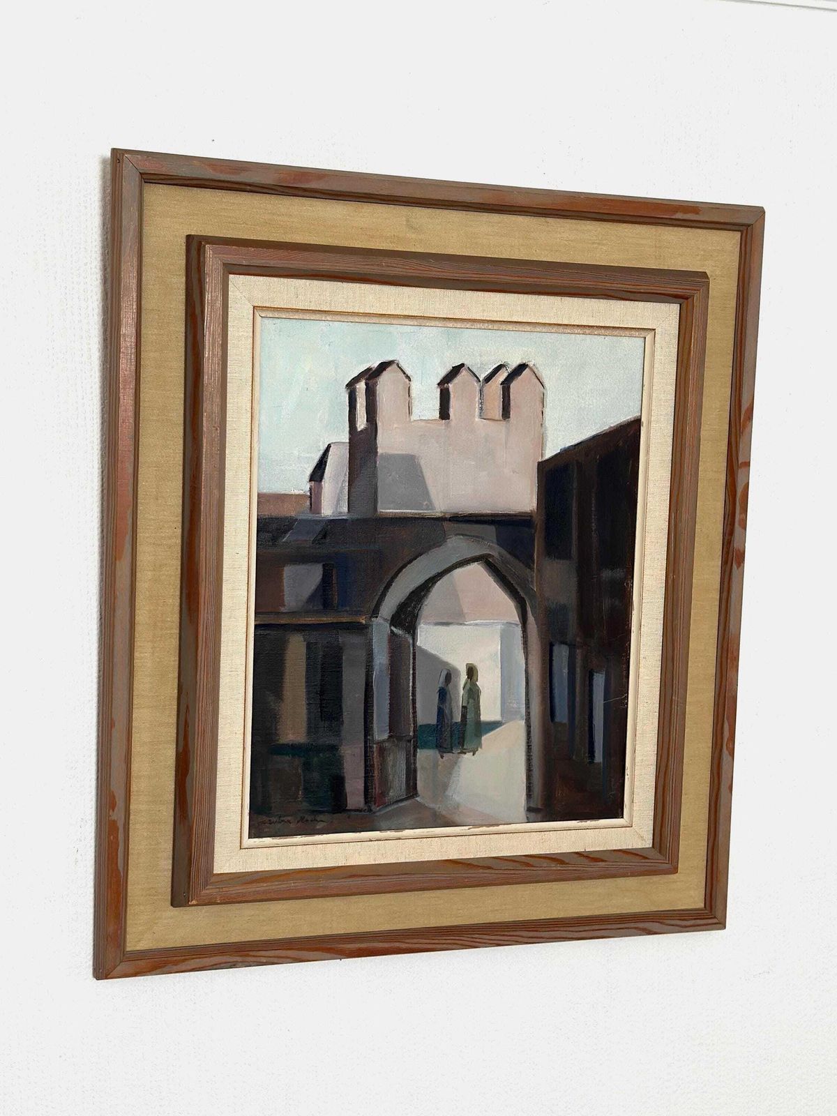 Original Mid Century Swedish Oil On Canvas – “Entrance” By Reuben Hedin – Vintage & Framed – 55 × 63 Cm (21.7" × 24.8")