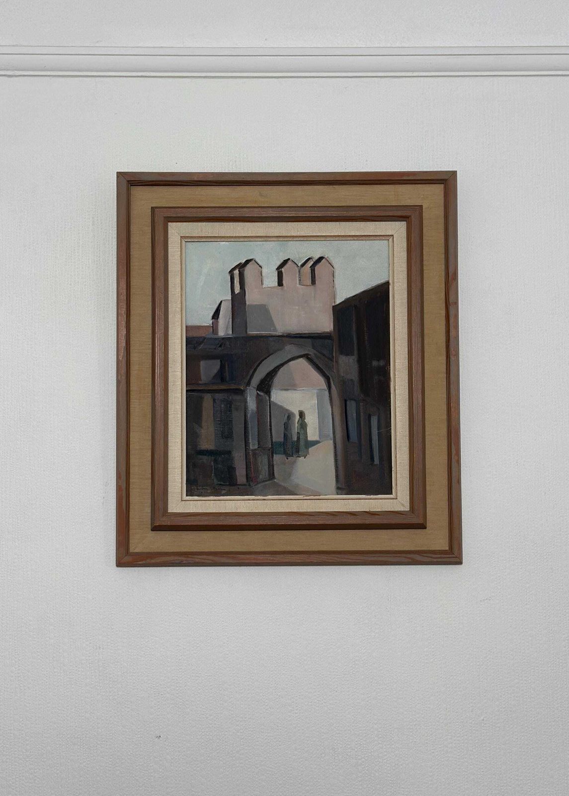 Art Original Mid Century Swedish Oil On Canvas – “Entrance” By Reuben Hedin – Vintage & Framed – 55 × 63 Cm (21.7" × 24.8") photo