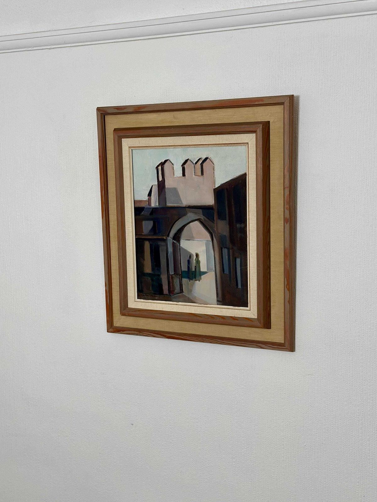475.0 Original Mid Century Swedish Oil On Canvas – “Entrance” By Reuben Hedin – Vintage & Framed – 55 × 63 Cm (21.7" × 24.8") photo
