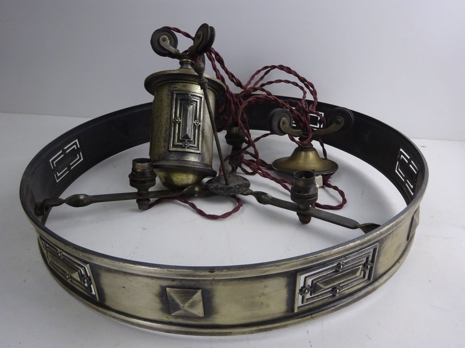 Edwardian Brass Rise And Fall Light Hoop For Restoration