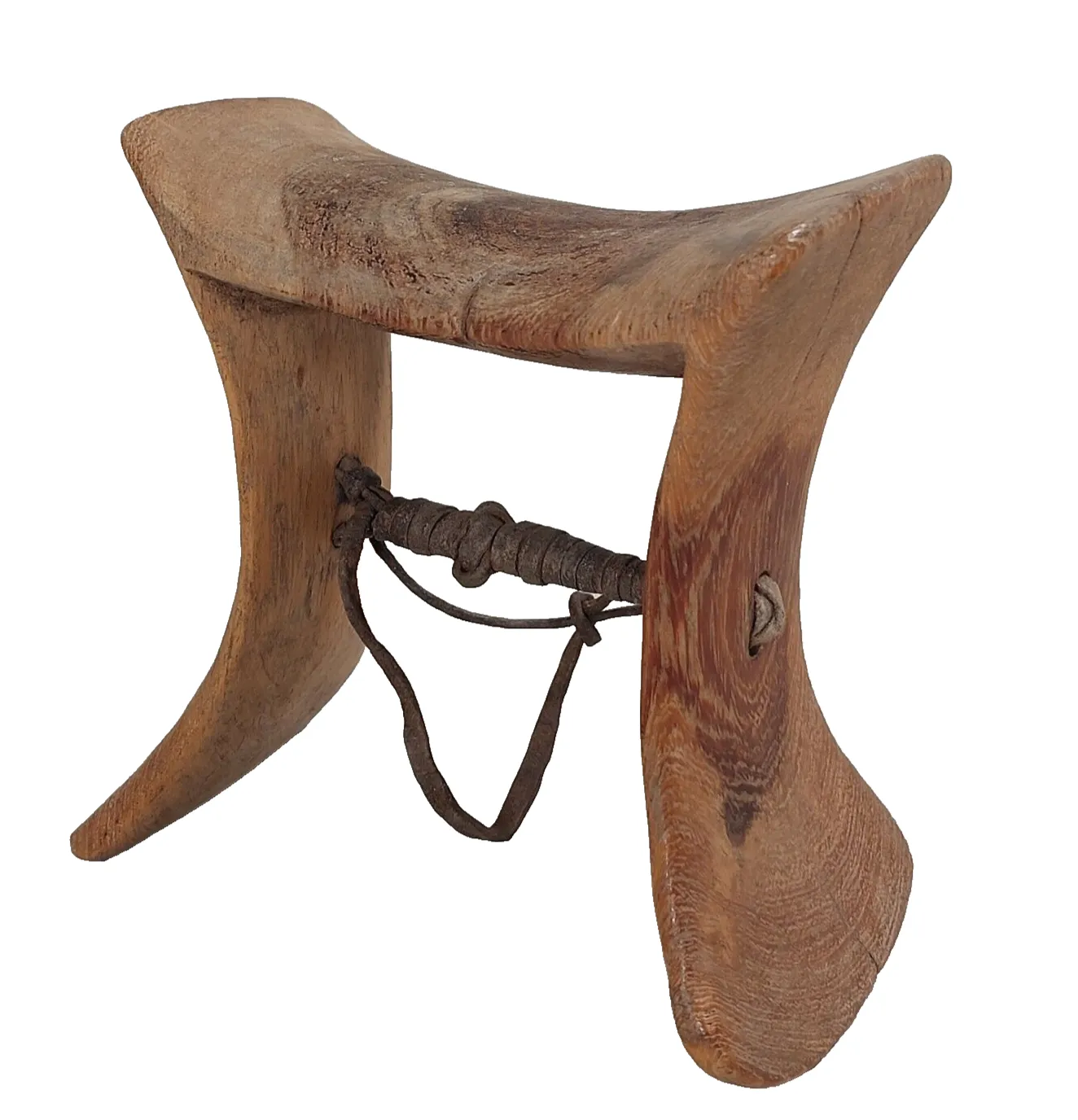 African Karamojong Wooden Headrest Neckrest Hand Carved Tribal Art Laburnum Wood