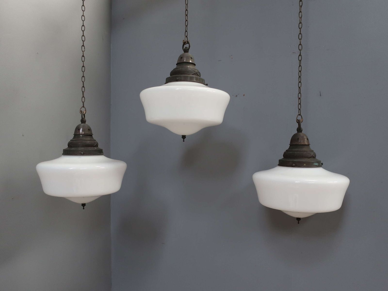 Large Opaline Chapel Pendant Lights ~ 2 Available ~ Priced Individually photo furniture