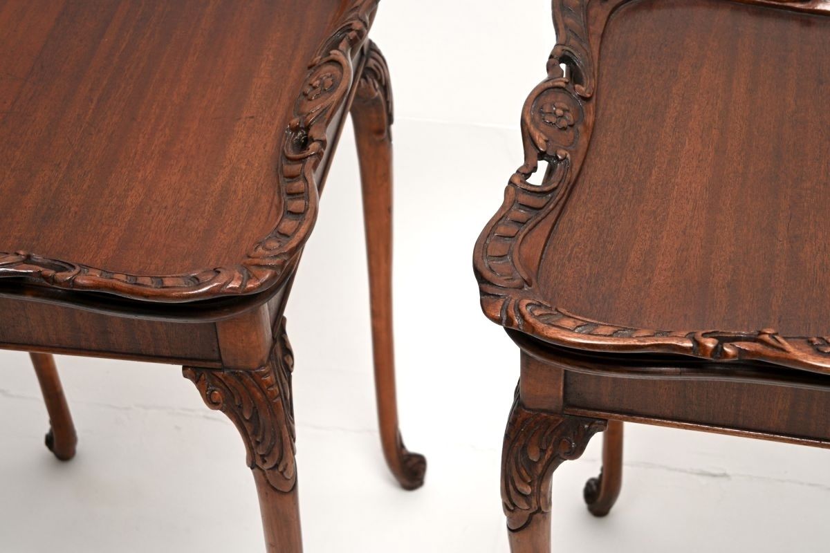 Pair Of Antique Mahogany Tray Top Side Tables photo buy