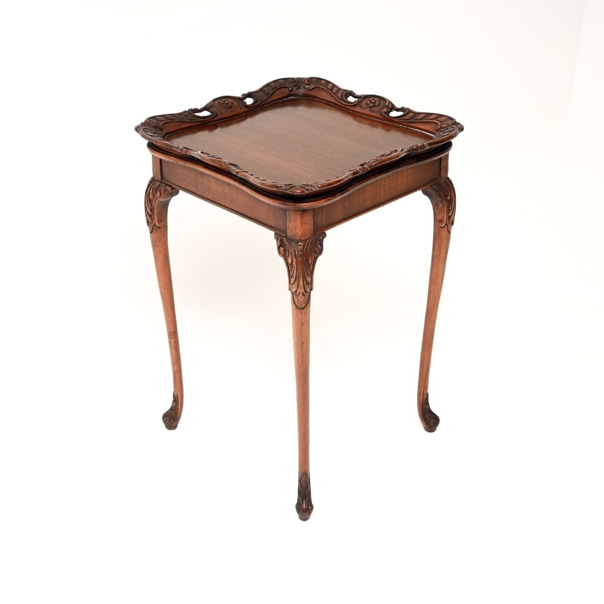 Pair Of Antique Mahogany Tray Top Side Tables photo vintage