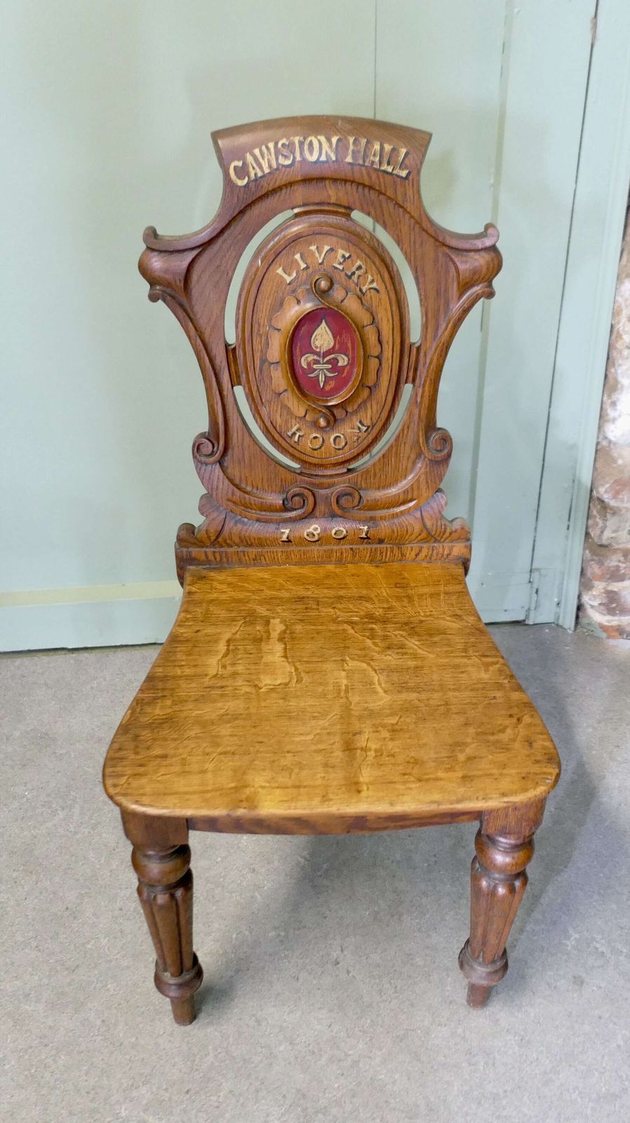 19th Century Golden Oak Hall Chair photo furniture